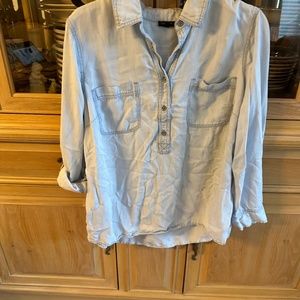 Talbots light colored denim  Tencel long sleeve shirt